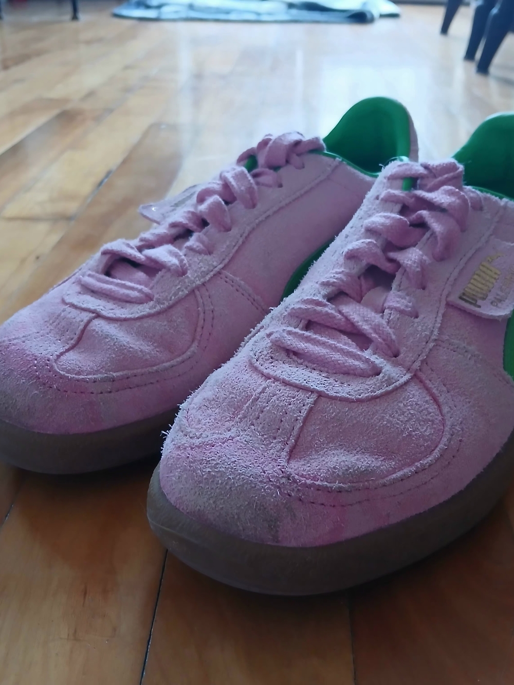 Puma Palermo Suede Sneaker - Pink with Green Accent - Picture 2 of 6